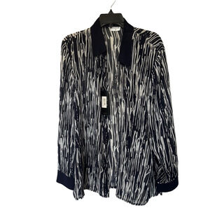 Kirgözler Magnolia Navy White Sheer Blouse